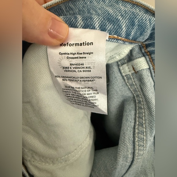 Reformation Cynthia high rise straight cropped jeans Toledo light wash 29 NWT - Picture 8 of 8